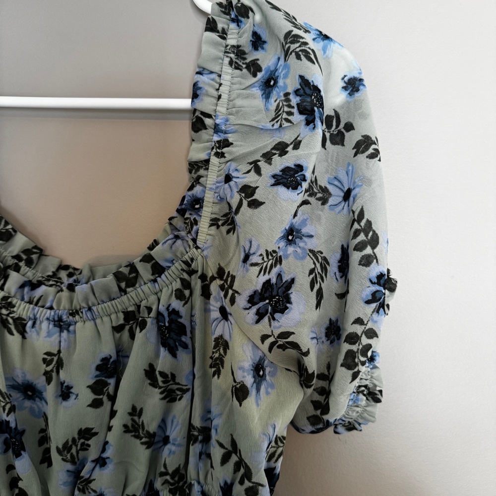 Floral Blue and Green Dress - Picture 2 of 4
